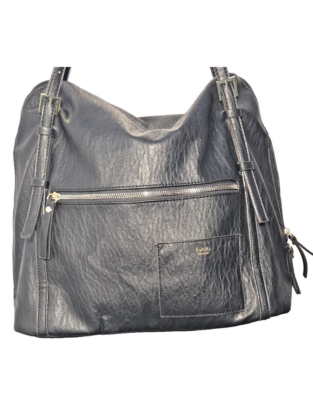 Tutilo New York Black Tote Shoulder Bag Large Multi Compartment Purse Handbag
